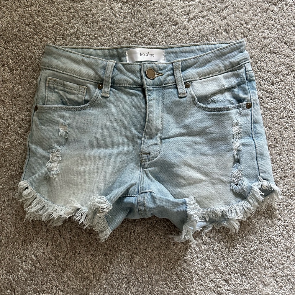 Stretch denim shorts